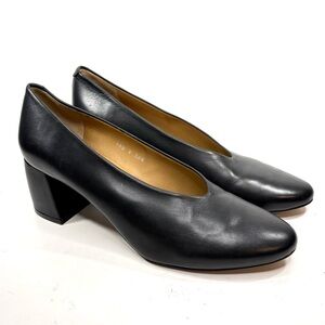 Audley Black Leather Block Heel Pumps | 38.5